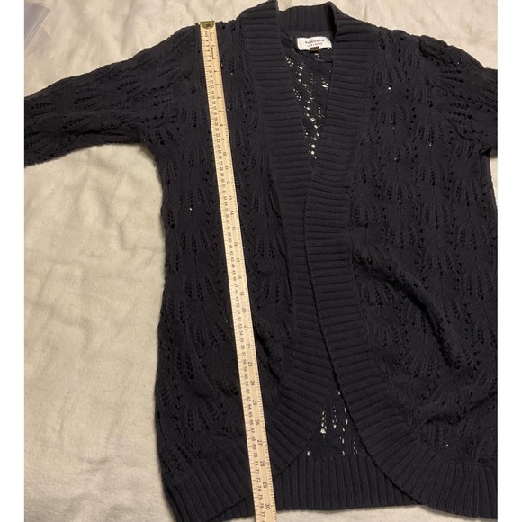 Sonoma Cardigan Sweater Womens XLargeBlack Open Front Crochet Knit Short Sleeve - Picture 5 of 8